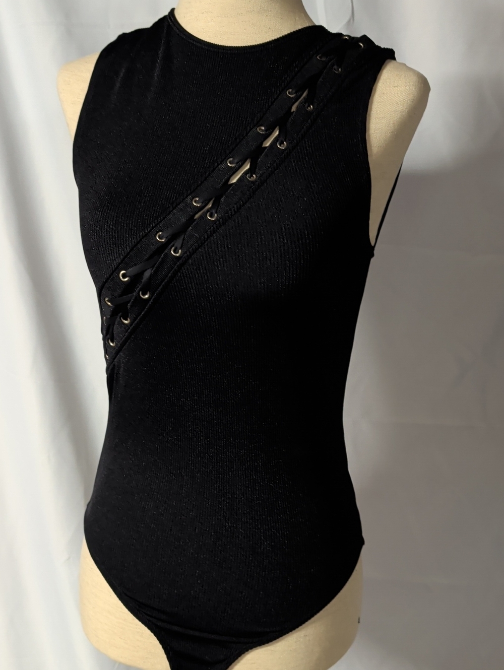 Express Black Lace-Up Sleeveless Women’s Bodysuit